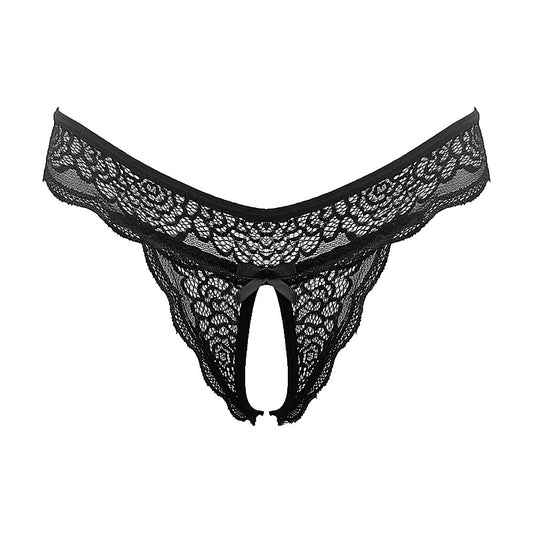 Love In Leather Sexy Crotchless Panties Black - G-Strings, Panties and Shorts
