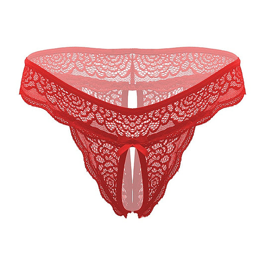 Love In Leather Sexy Crotchless Panties Red - G-Strings, Panties and Shorts