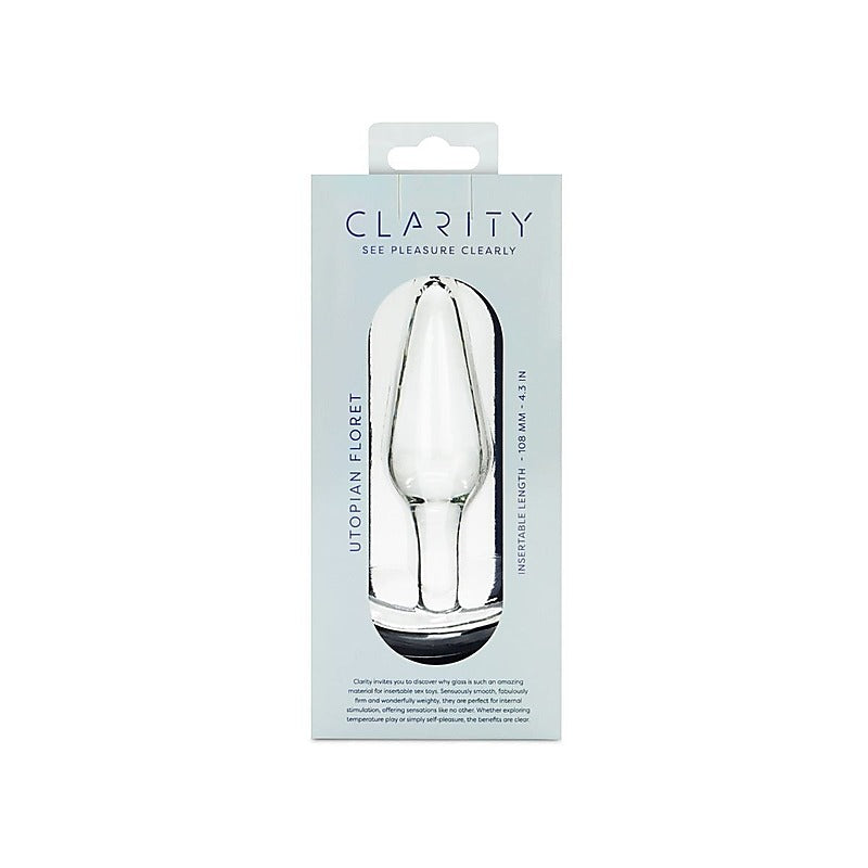 Premium Clarity Utopian Floret Glass Butt Plug - Glass Sex Toys