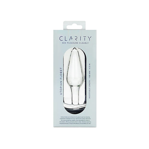 Premium Clarity Utopian Floret Glass Butt Plug - Glass Sex Toys