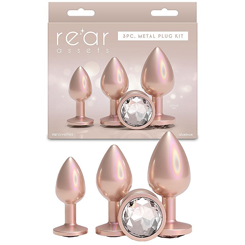 NS Novelties Rear Assets 3 Sizes Metallic Butt Plugs Kit - Butt Plugs