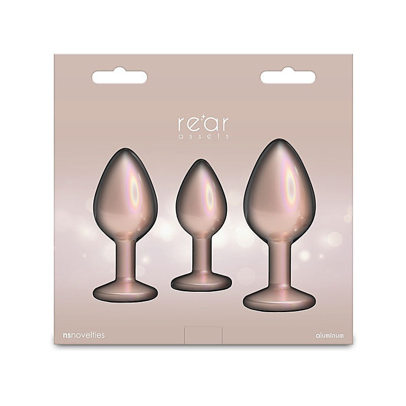NS Novelties Rear Assets 3 Sizes Metallic Butt Plugs Kit - Butt Plugs