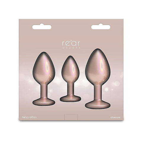 NS Novelties Rear Assets 3 Sizes Metallic Butt Plugs Kit - Butt Plugs