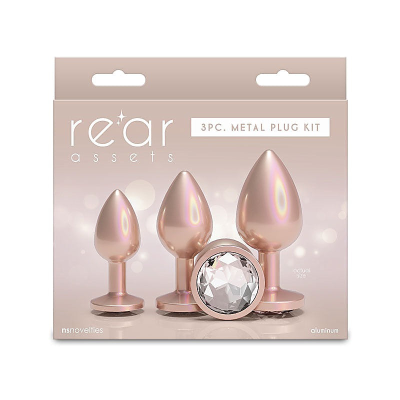 NS Novelties Rear Assets 3 Sizes Metallic Butt Plugs Kit - Butt Plugs