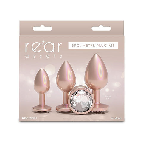 NS Novelties Rear Assets 3 Sizes Metallic Butt Plugs Kit - Butt Plugs