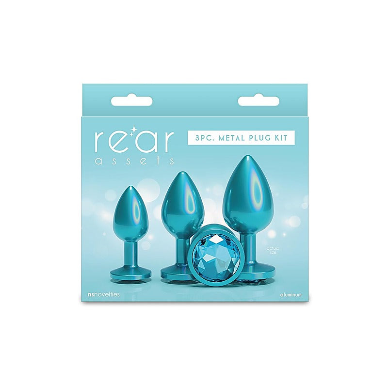 NS Novelties Rear Assets 3 Sizes Metallic Butt Plugs Kit - Butt Plugs