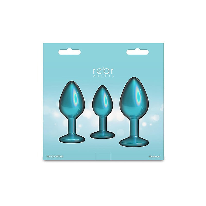 NS Novelties Rear Assets 3 Sizes Metallic Butt Plugs Kit - Butt Plugs
