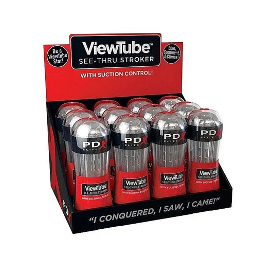 PDX Elite ViewTube See-Thru Male Stroker Display 12 Count - Masturbators and Strokers
