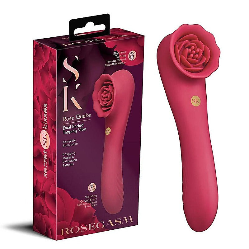 Xgen Secret Kisses ROSEGASM ROSE QUAKE Tapping Vibrator - Clit Ticklers and Pulsators