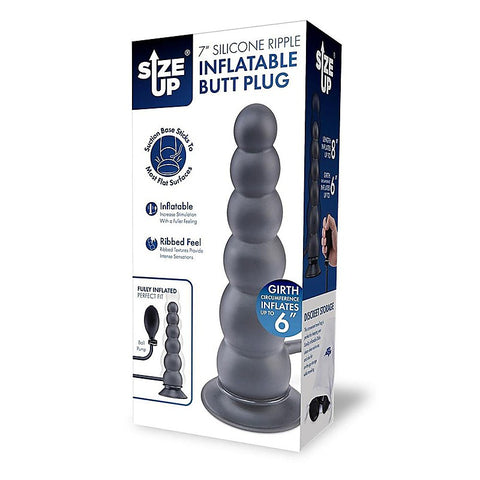 Xgen Size Up Ripple Inflatable Butt Plug Black - Butt Plugs