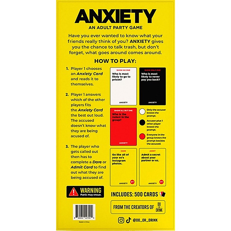 Anxiety Party Card Game for Adults by Creative Conceptions - Sex Games, Coupons and Tricks