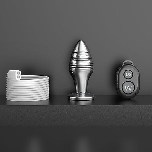 BDStyle Rechargable Remote Controlled Vibrating Steel Butt Plug - Butt Plugs