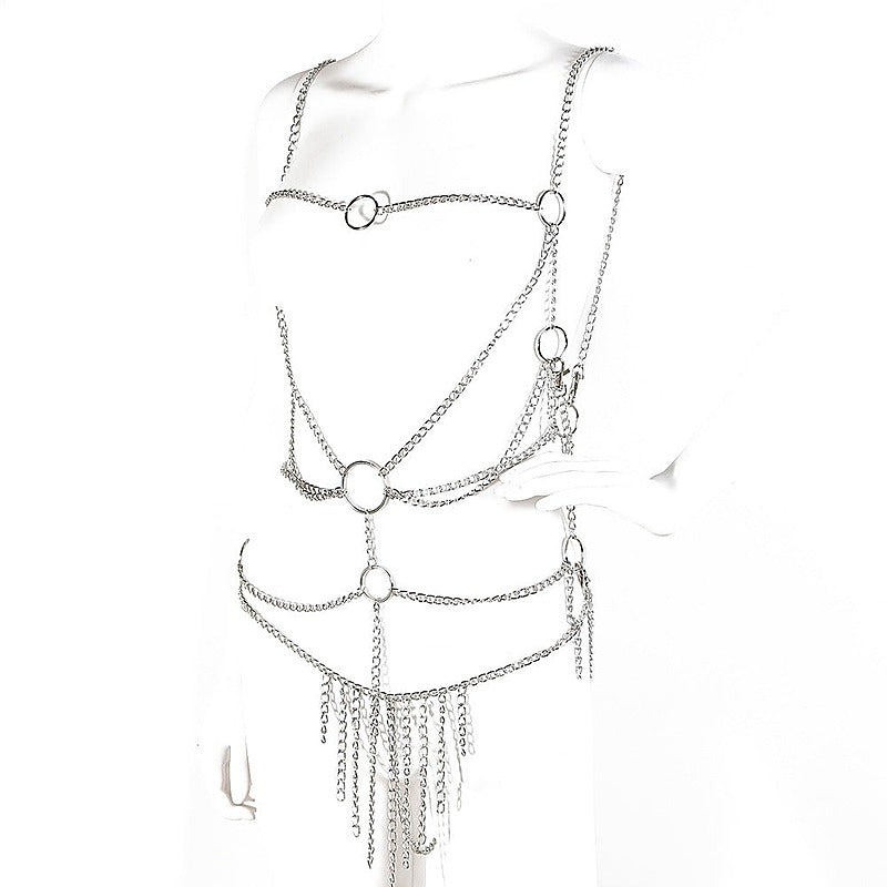 Metal Chain Waterfall Style Top and Bottom Set by BDStyle - Her Fetish