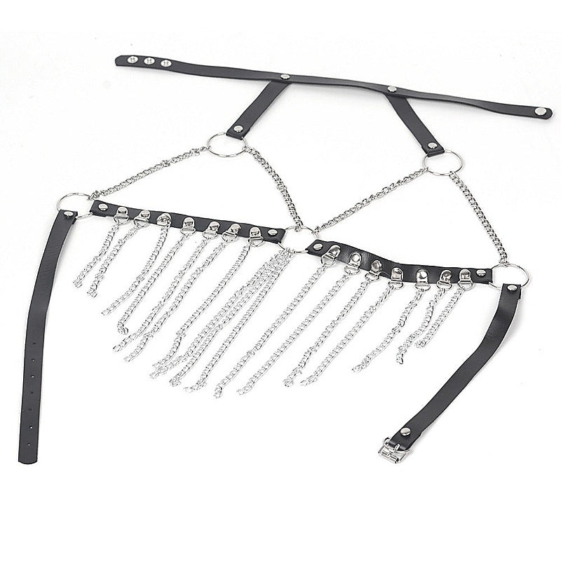 Leather Chain Bra & G-String Bondage Clubwear by BDStyle - Her Fetish