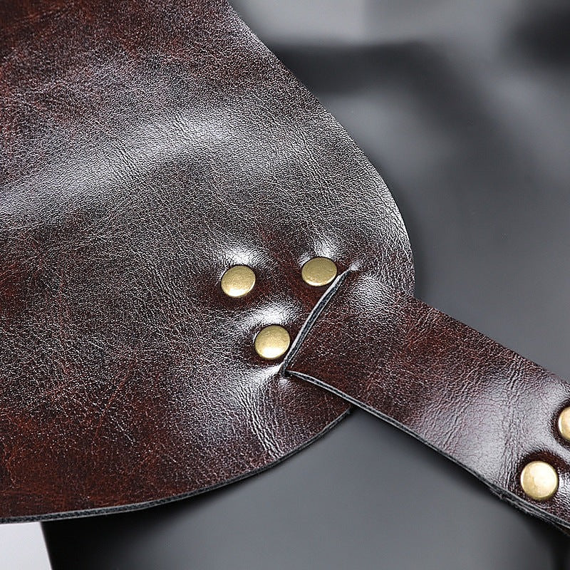 Brown PU Leather Vintage Armor by BDStyle - Cuffs And Restraints