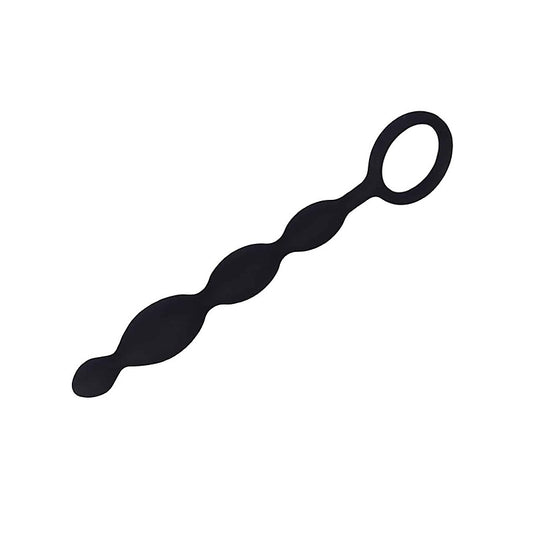 Love In Leather Silicone Anal Beads With Ring Pull - Anal Beads and Balls