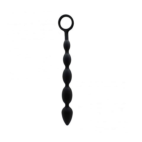 Long Silicone Anal Beads with Ring Pull by Love In Leather - Anal Beads and Balls