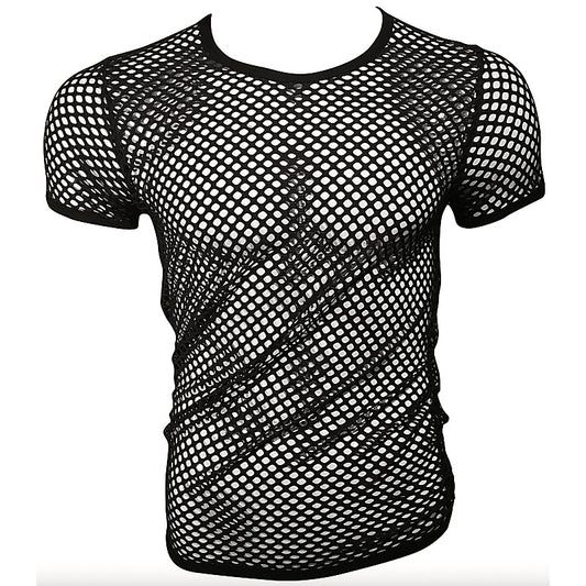 Love In Leather Mens Mesh Shirt with Black Binding - His Fetish