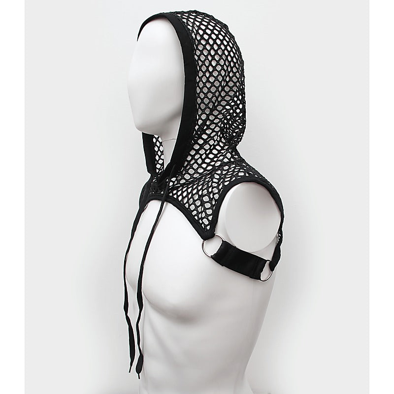 Mens Cropped Mesh Top with Hood by Love In Leather - His Fetish