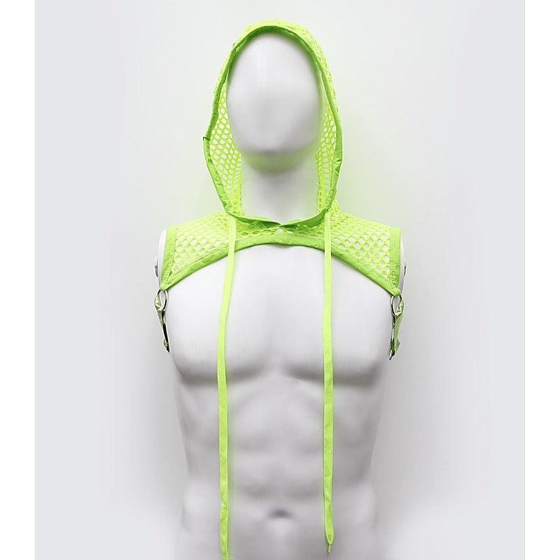 Mens Cropped Mesh Top with Hood by Love In Leather - His Fetish