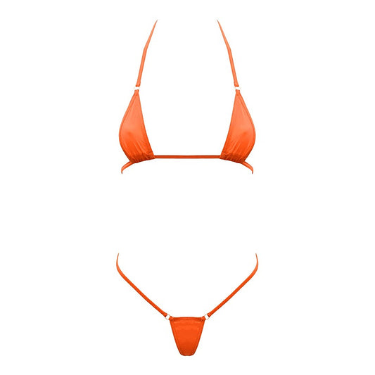 Love In Leather Spandex Fabric Micro Bikini Orange - Bras and Bra Sets