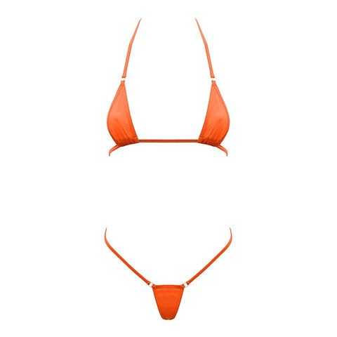 Love In Leather Spandex Fabric Micro Bikini Orange - Bras and Bra Sets