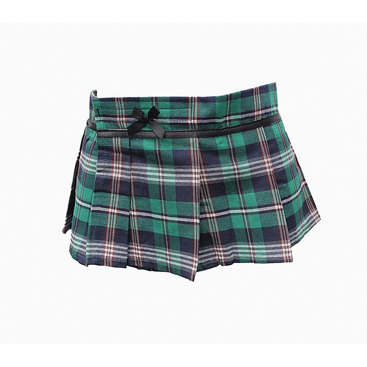 Love In Leather Tartan Wrap Sexy Skirt Green - Skirts And Club Wear