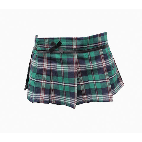 Tartan Wrap Sexy Skirt Green by Love In Leather - Skirts And Club Wear