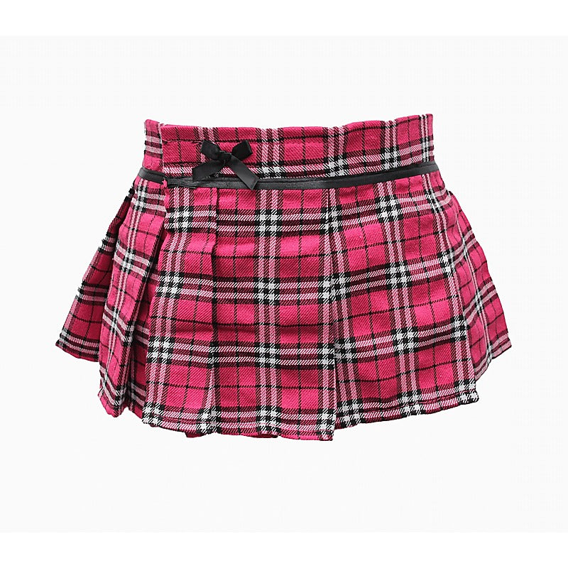 Love In Leather Tartan Wrap Sexy Skirt Pink - Skirts And Club Wear