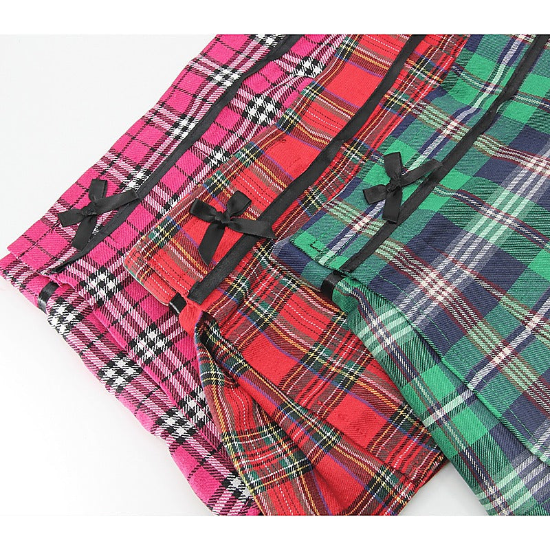 Love In Leather Tartan Wrap Sexy Skirt Pink - Skirts And Club Wear