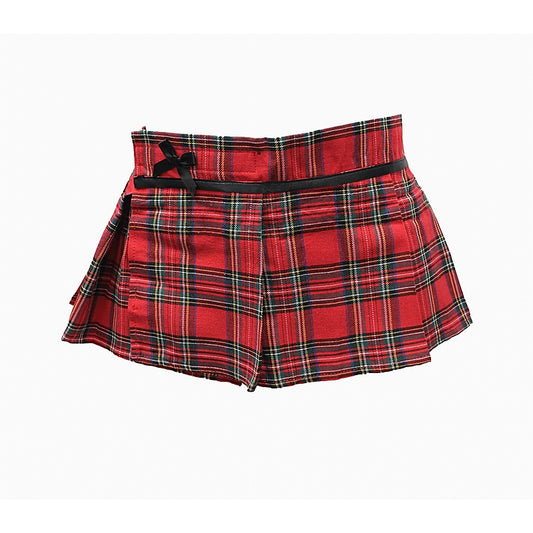 Love In Leather Tartan Wrap Sexy Skirt Red - Skirts And Club Wear