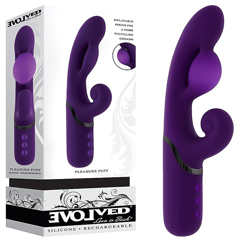 Evolved PLEASURE PUFF Rechargeable Inflatable Rabbit Vibe - Rabbit Vibrators