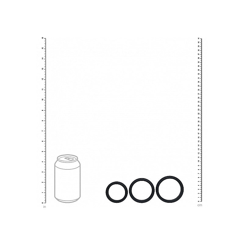 Shots LEVELZ Wide O Silicone Cock Ring Set of 3 Sizes L/XL/2X - Cock Ring Sets