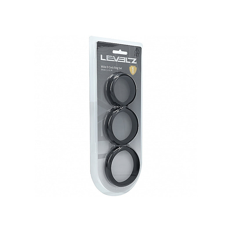 Shots LEVELZ Wide O Silicone Cock Ring Set of 3 Sizes L/XL/2X - Cock Ring Sets