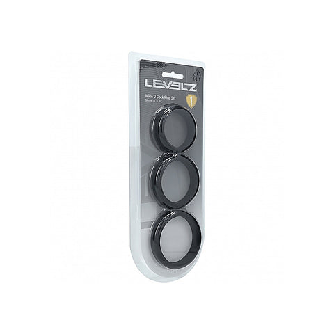 Shots LEVELZ Wide O Silicone Cock Ring Set of 3 Sizes L/XL/2X - Cock Ring Sets
