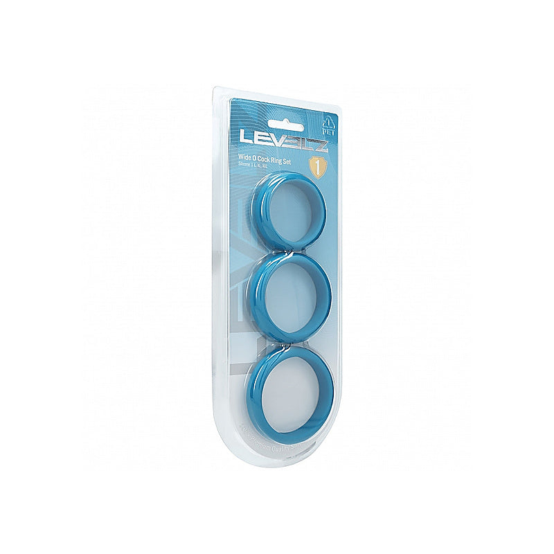 Shots LEVELZ Wide O Silicone Cock Ring Set of 3 Sizes L/XL/2X - Cock Ring Sets