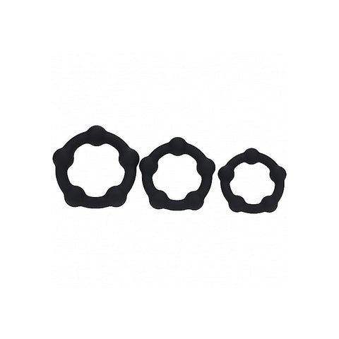 Shots LEVELZ Beaded Silicone Cock Ring Set of 3 Sizes - Cock Ring Sets