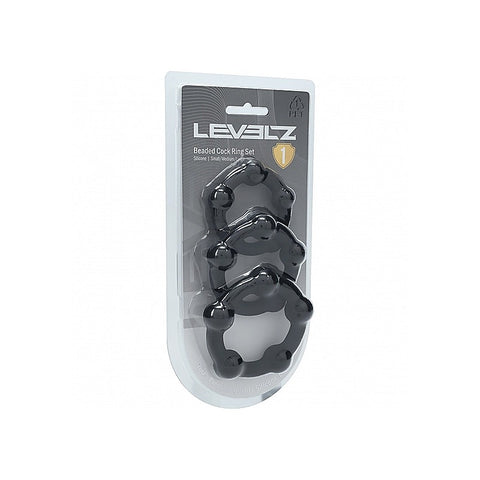 Shots LEVELZ Beaded Silicone Cock Ring Set of 3 Sizes - Cock Ring Sets
