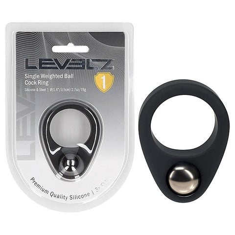 Shots LEVELZ Single Weighted Ball Mens Cock Ring - Stretchy Cock Rings