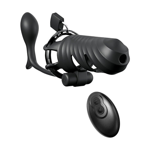Fantasy C-Ringz Vibrating Cock Blocker with Ass-Gasm Plug - Male Chastity