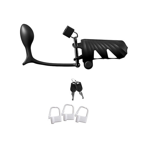 Fantasy C-Ringz Vibrating Cock Blocker with Ass-Gasm Plug - Male Chastity