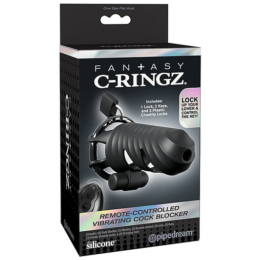Fantasy C-Ringz Remote-Controlled Vibrating Cock Blocker - Male Chastity