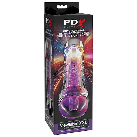 PDX Elite ViewTube XXL See-Thru EZ-Grip LED Male Stroker - Masturbators and Strokers