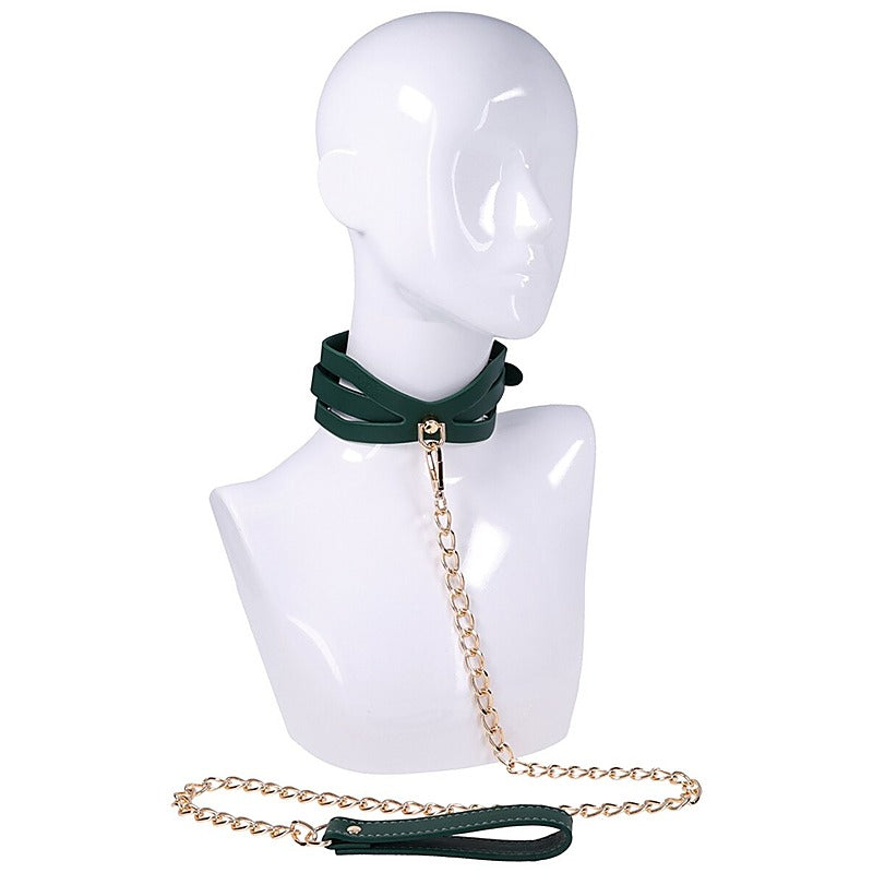 Indica Cutout BDSM Collar and Leash by Sportsheets - Collars and Leads