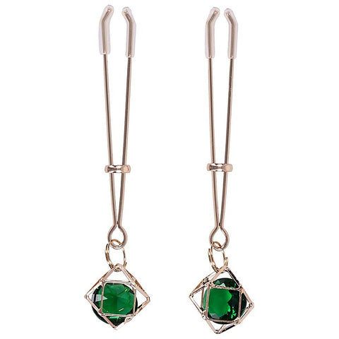 Indica Crystal Fetish Play Nipple Clips by Sportsheets - Nipple and Clit Clamps