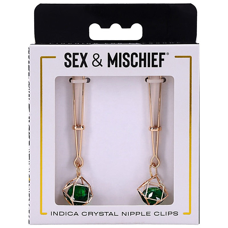 Indica Crystal Fetish Play Nipple Clips by Sportsheets - Nipple and Clit Clamps