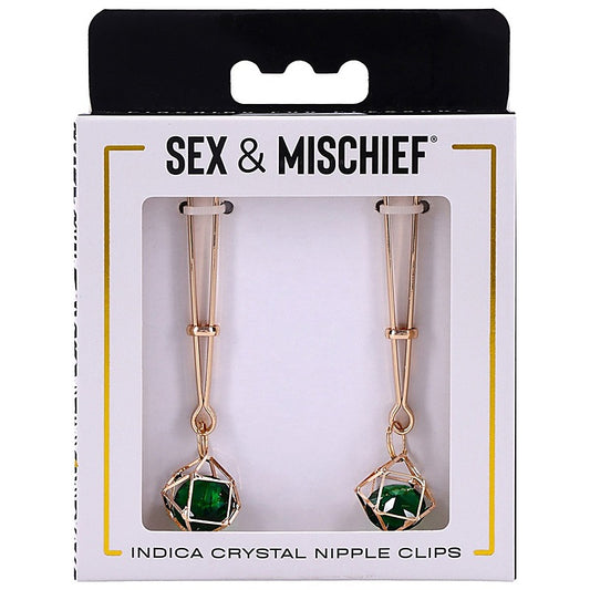Sportsheets Indica Crystal Fetish Play Nipple Clips - Nipple and Clit Clamps