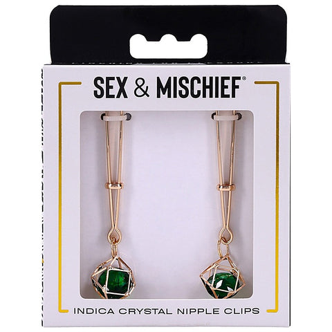 Indica Crystal Fetish Play Nipple Clips by Sportsheets - Nipple and Clit Clamps