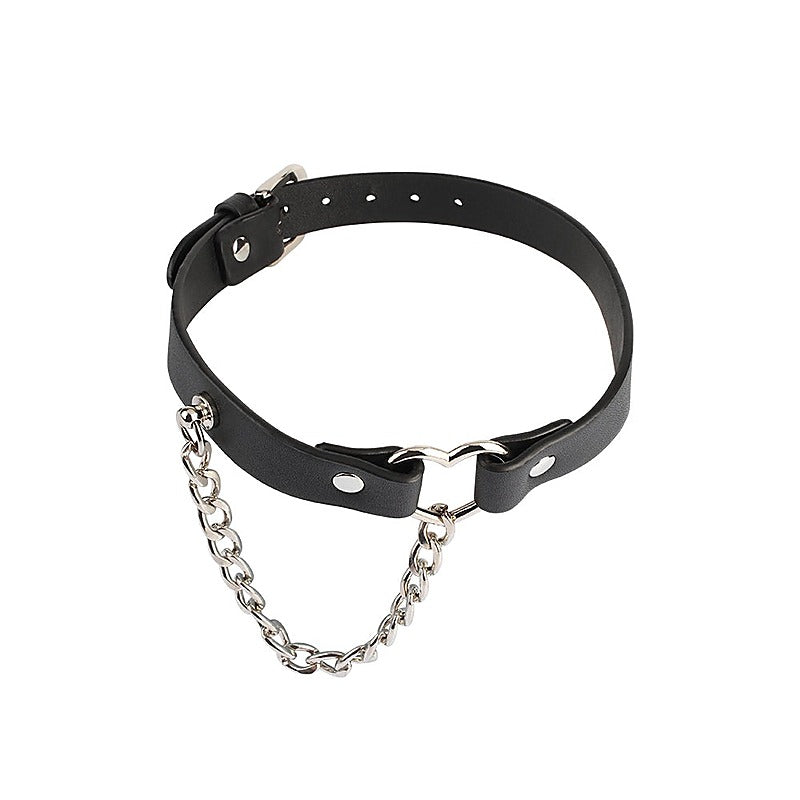 Fetish Play Heart Collar with Chain by Chisa - Collars and Leads