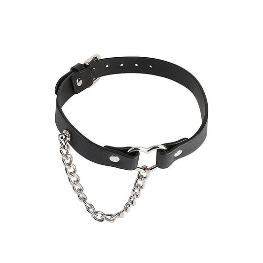 Chisa Fetish Play Heart Collar with a Chain - Collars and Leads